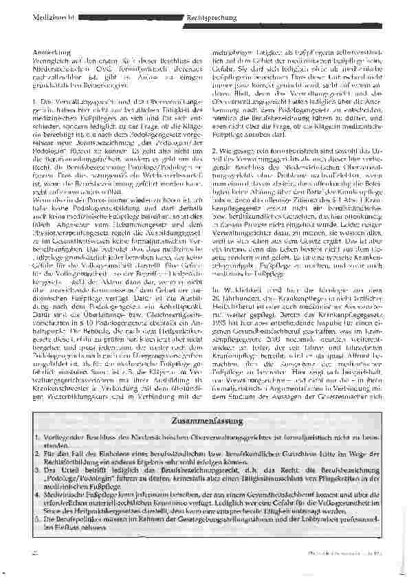 Vorschauseite 3: Dürfen nur Podologen medizinische Fußpflege ausführen?