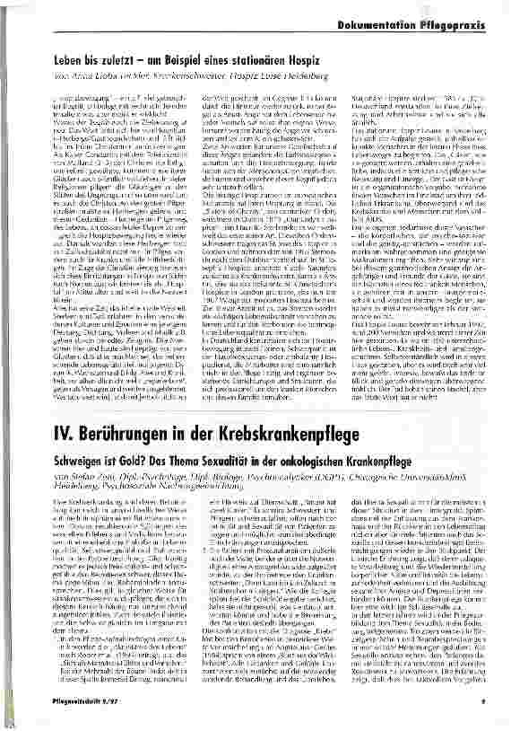 Vorschauseite 1: Schweigen ist Gold? Das Thema Sexualität in der onkologischen Krankenpflege