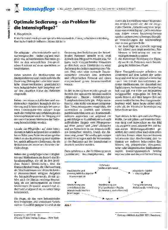 Vorschauseite 1: Optimale Sedierung - ein Problem für die Intensivpflege?