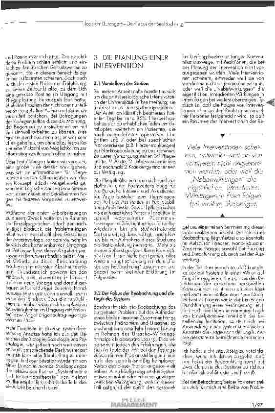Vorschauseite 2: Der Focus der Beobachtung - Planung einer begrenzten Intervention unter systemtheoretischen Gesichtspunkten