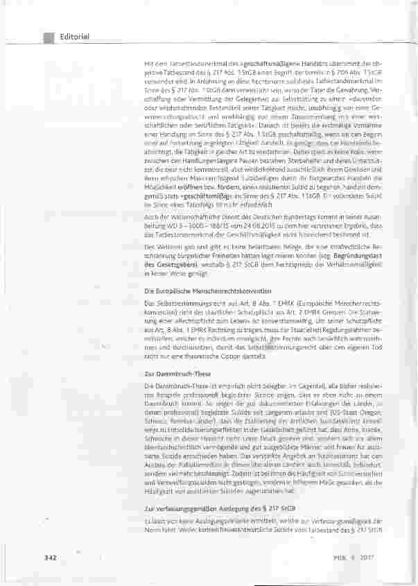 Vorschauseite 2: Plädoyer für eine ersatzlose Streichung des § 217 StGB