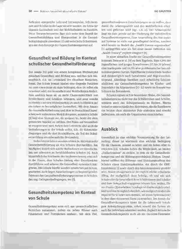 Vorschauseite 2: Gesundheit als schulische Bildung?Health as a subject of school education