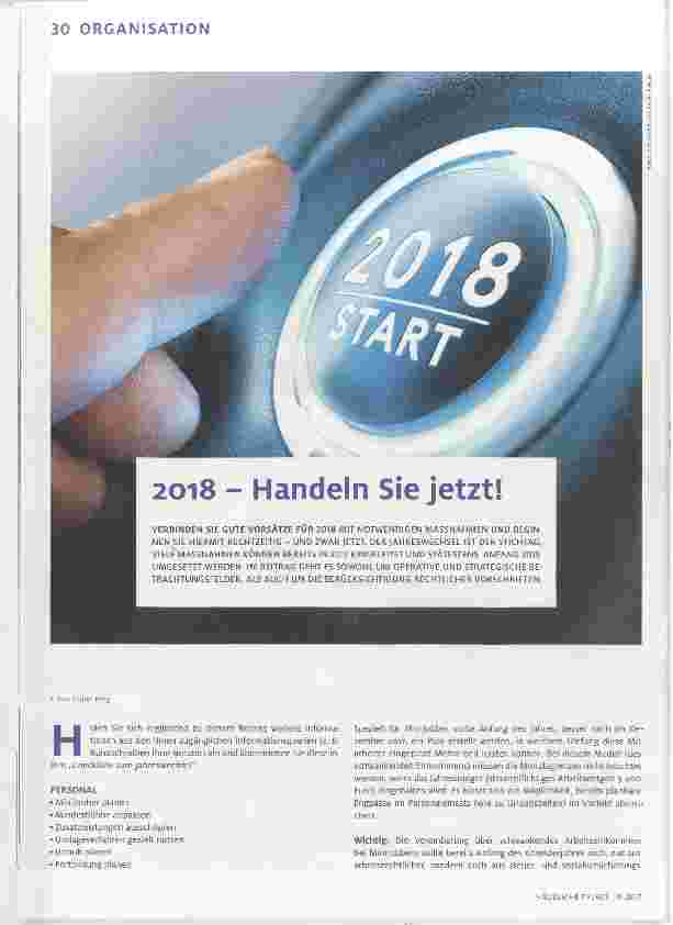 Vorschauseite 1: 2018 Handeln Sie jetzt!