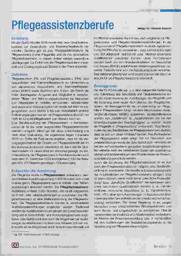 Vorschauseite 1: Pflegeassistenzberufe