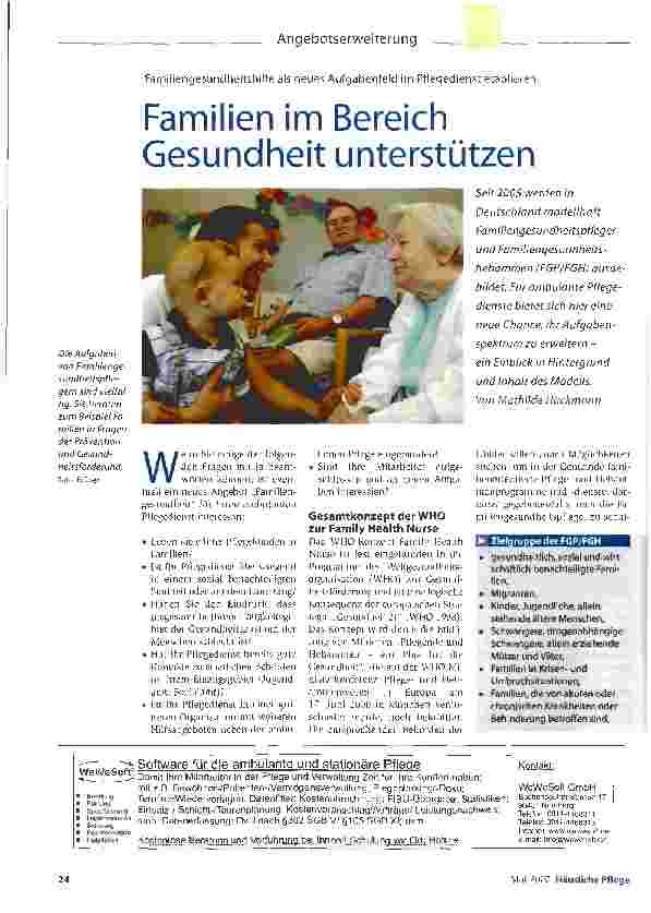 Vorschauseite 1: Familien im Bereich Gesundheit unterstützen
