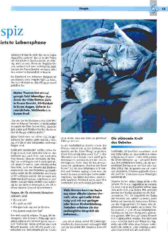 Vorschauseite 2: Leben und Glauben im Hospiz
