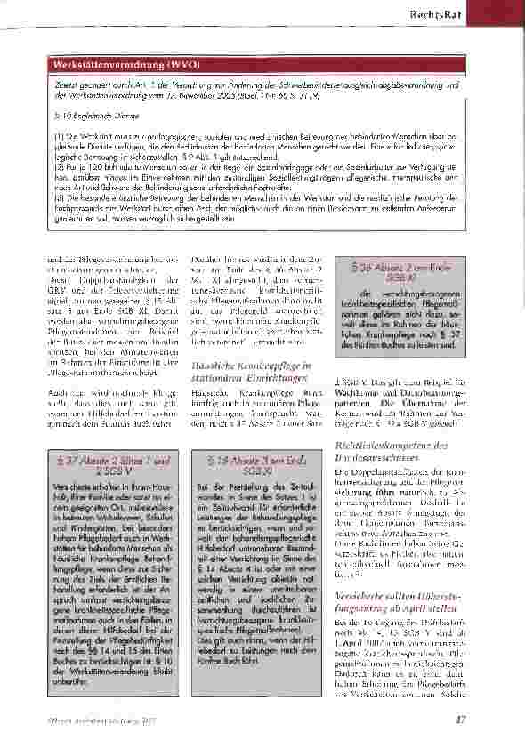 Vorschauseite 2: Wettbewerbsstärkungsgesetz: Neues für die ambulante Pflege