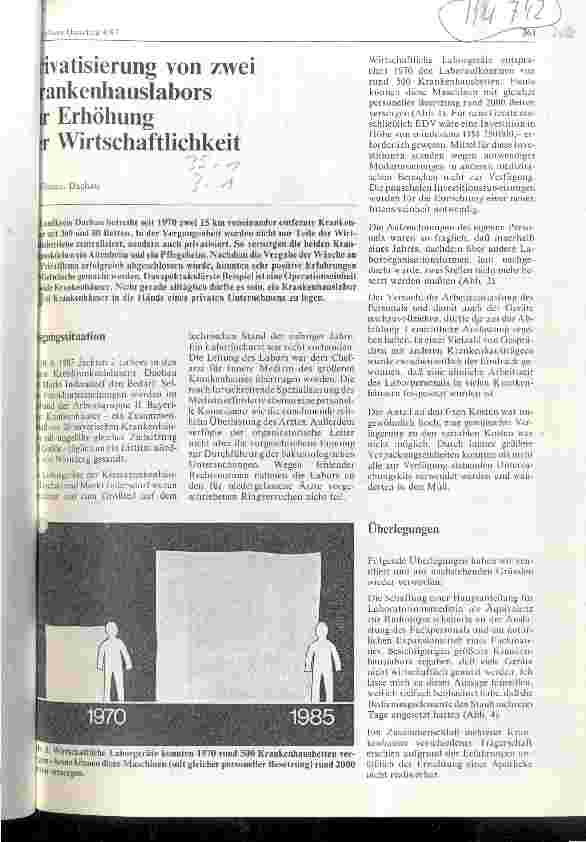 Vorschauseite 1: Privatisierung von zwei Krankenhauslabors zur Erhöhung der Wirtschaftlichkeit
