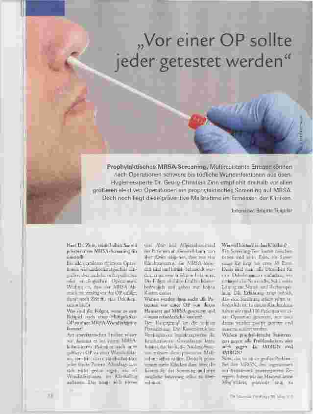 Vorschauseite 1: Vor einer OP sollte jeder getestet werden