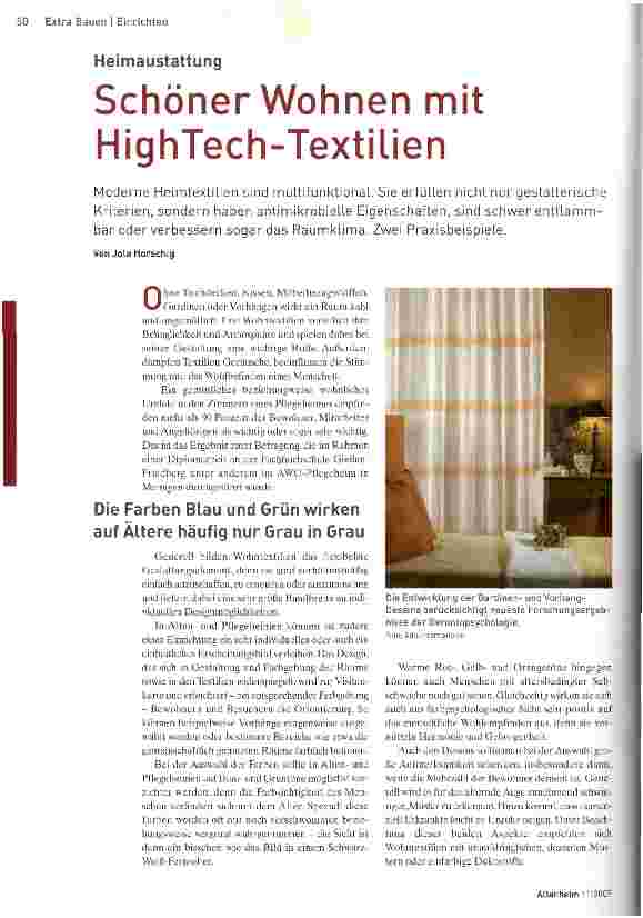 Vorschauseite 1: Schöner Wohnen mit HighTech-Textilien
