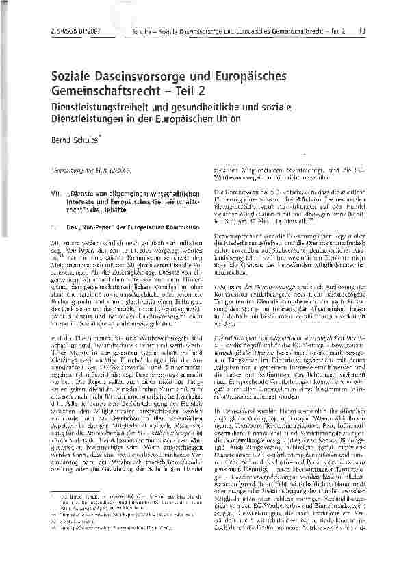 Vorschauseite 1: Soziale Daseinsvorsorge und Europäisches Gemeinschaftsrecht - Teil 2
