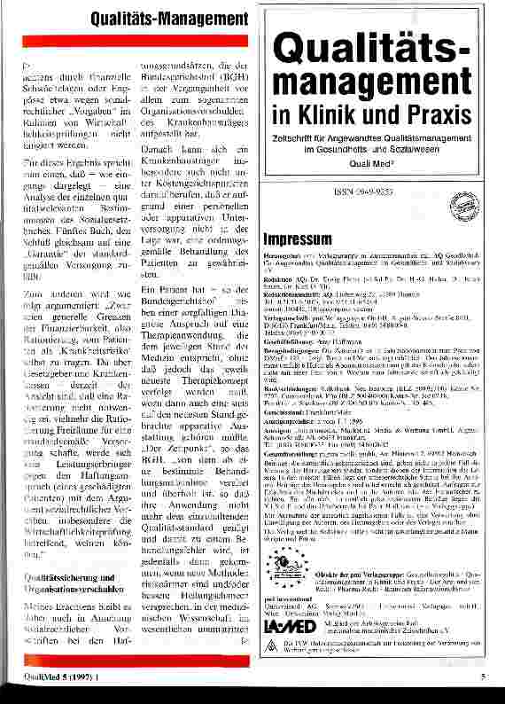 Vorschauseite 3: Qualitätsmanagement im Gesundheitswesen per Gesetz