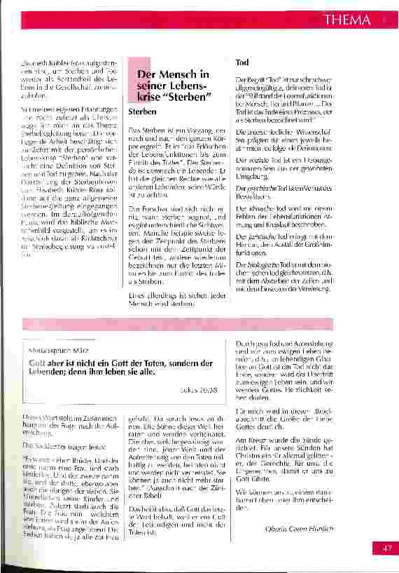 Vorschauseite 2: Das biblische Menschenbild als Richtschnur für Sterbebegleitung