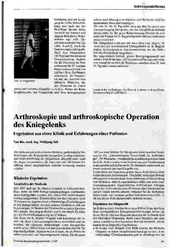 Vorschauseite 1: Arthroskopie und arthroskopische Operationen des Kniegelenkes Ergebnisse aus einer Klinik und Erfahrungen eines Patienten