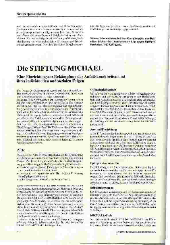 Vorschauseite 1: Die STIFTUNG MICHAEL