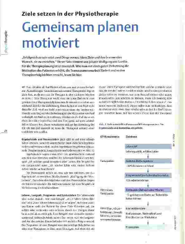 Vorschauseite 1: Ziele setzen in der Physiotherapie Gemeinsam planen motiviert