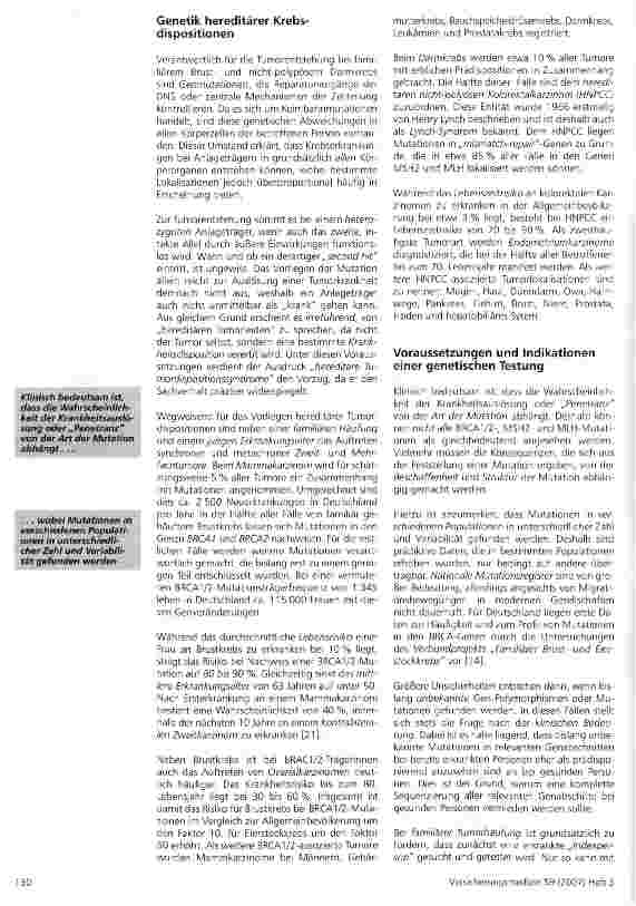 Vorschauseite 2: Prädiktive Gentests bei familiärem Brustund nicht-polypösem Darmkrebs