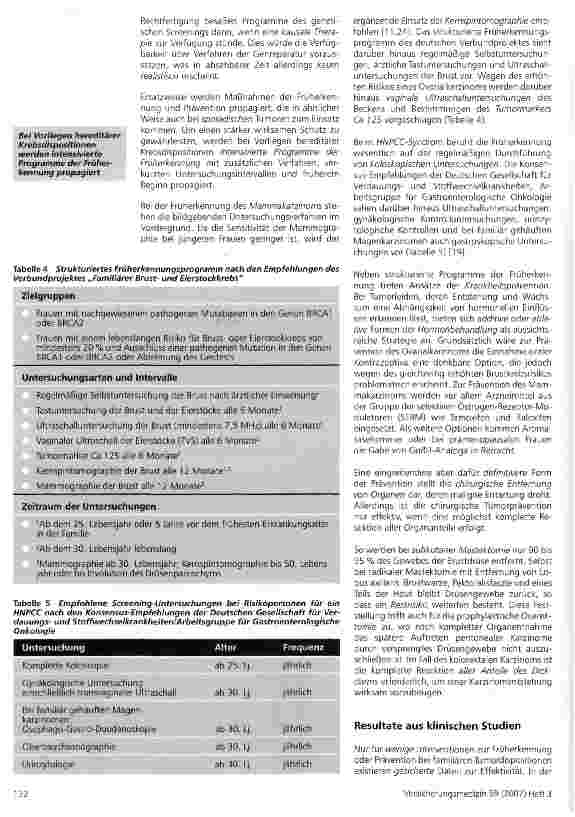 Vorschauseite 4: Prädiktive Gentests bei familiärem Brustund nicht-polypösem Darmkrebs