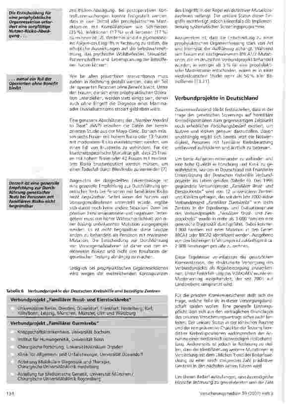 Vorschauseite 6: Prädiktive Gentests bei familiärem Brustund nicht-polypösem Darmkrebs