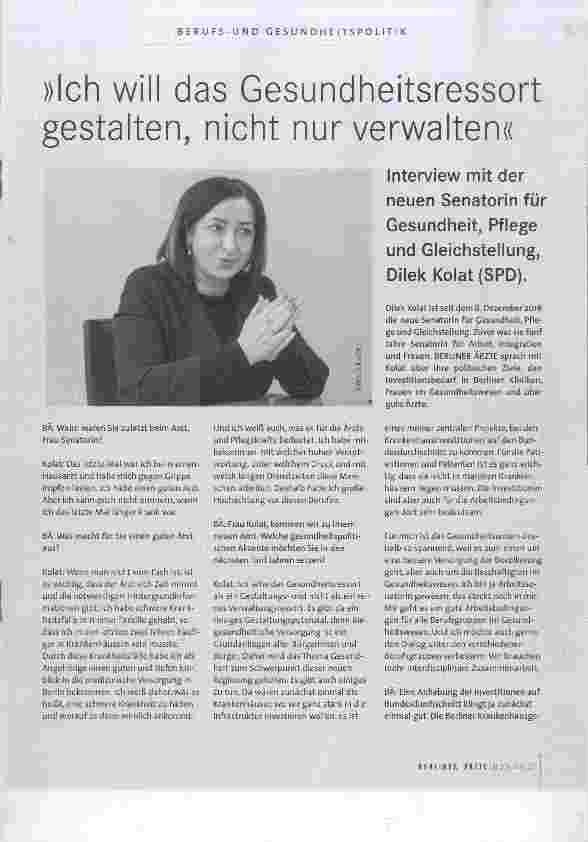 Vorschauseite 1: »Ich will das Gesundheitsressort gestalten, nicht nur verwalten«