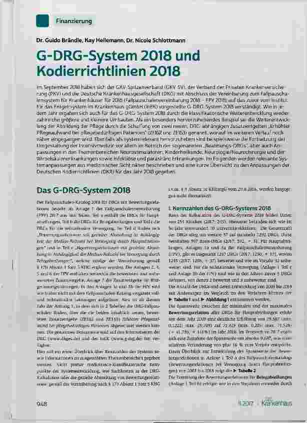 Vorschauseite 1: G-DRG-System 2018 und Kodierrichtlinien 2018