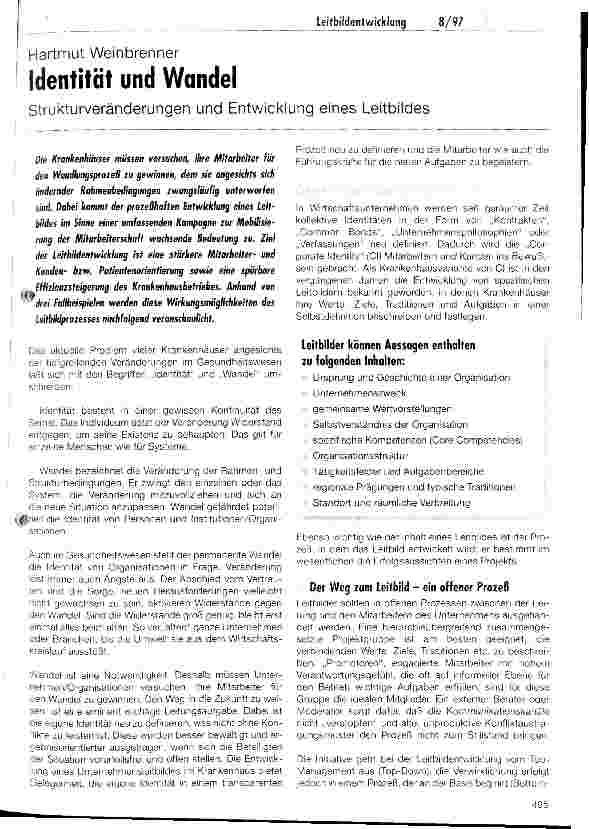 Vorschauseite 1: Identität und Wandel Strukturveränderungen und Entwicklung eines Leitbildes