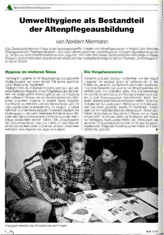 Vorschauseite 1: Umwelthygiene als Bestandteil der Altenpflegeausbildung