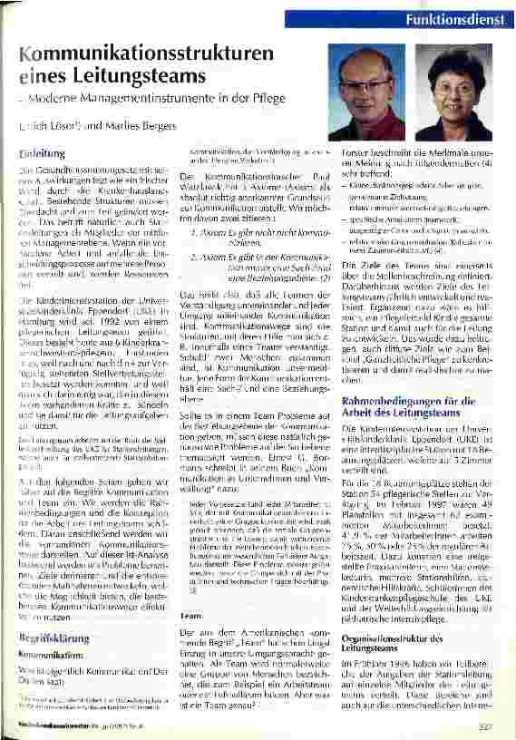 Vorschauseite 1: Kommunikationsstrukturen eines Leitungsteams Moderne Managementinstrumente in der Pflege