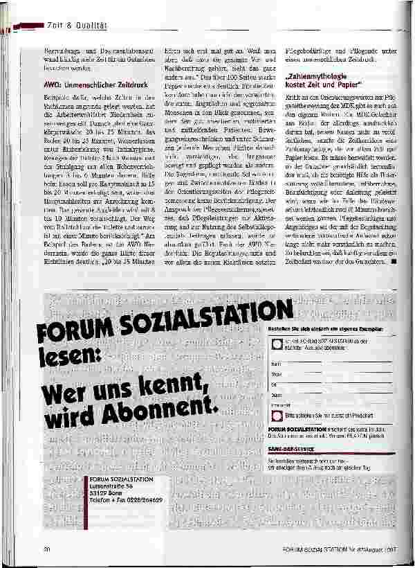 Vorschauseite 2: Zeitkorridore stoßen auf Kritik MDS: Zeitrahmen dient Gutachtern zur Orientierung