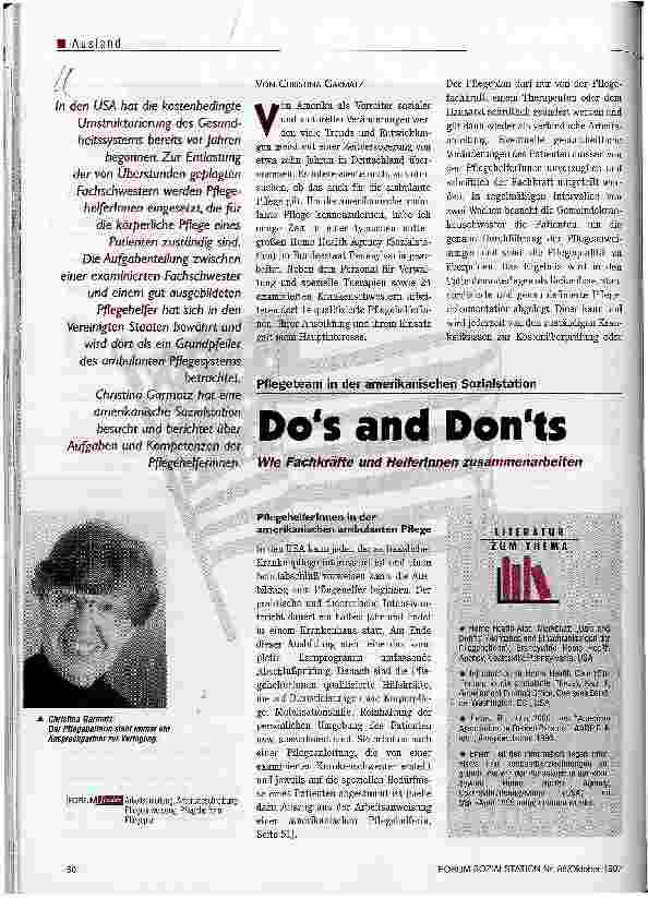 Vorschauseite 1: Dos and Donts Wie Fachkräfte und HelferInnen zusammenarbeiten