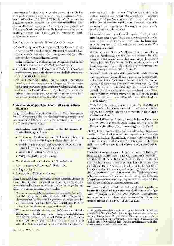 Vorschauseite 2: Neuordnung und Automatisierung zum 31. 12. 1977 -Probleme und Lösungswege