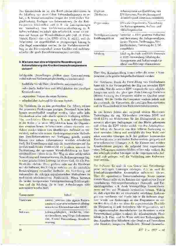Vorschauseite 3: Neuordnung und Automatisierung zum 31. 12. 1977 -Probleme und Lösungswege