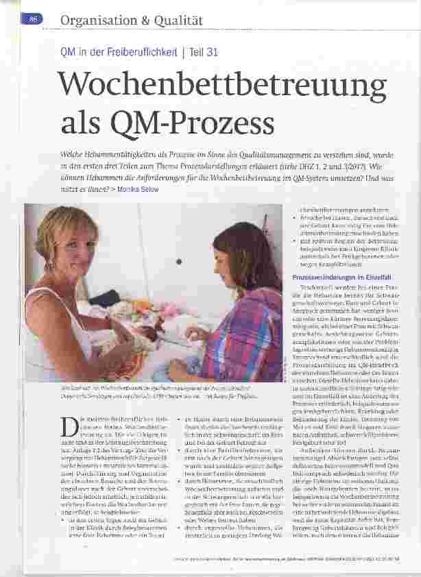 Vorschauseite 1: QM in der Freiberuflichkeit I Teil 31 Wochenbettbetreuung als QM-Prozess