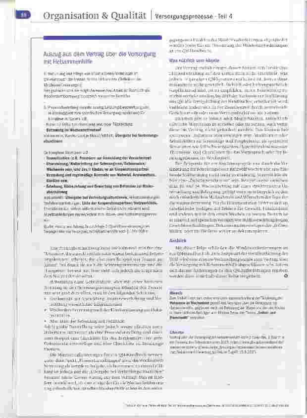 Vorschauseite 3: QM in der Freiberuflichkeit I Teil 31 Wochenbettbetreuung als QM-Prozess