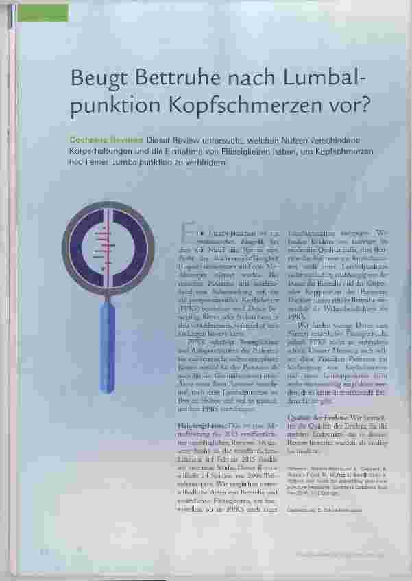 Vorschauseite 1: Beugt Bettruhe nach Lumbalpunktion Kopfschmerzen vor?