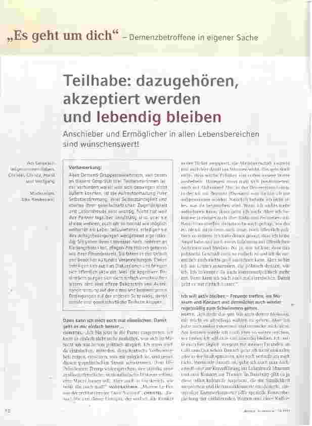 Vorschauseite 1: Teilhabe: dazugehören, akzeptiert werden und lebendig bleiben