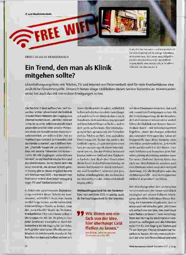 Vorschauseite 1: Ein Trend, den man als Klinik mitgehen sollte?
