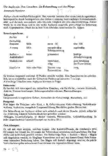 Vorschauseite 1: Die Asphyxie, ihre Ursachen, die Behandlung und die Pflege
