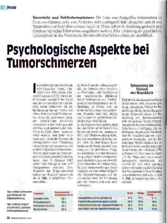 Vorschauseite 1: Psychologische Aspekte bei Tumorschmerzen