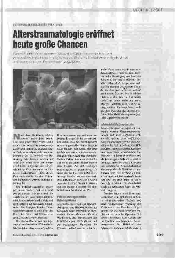 Vorschauseite 1: OSTEOPOROSEASSOZIIERTE FRAKTURENAlterstraumatologie eröffnet heute große Chancen