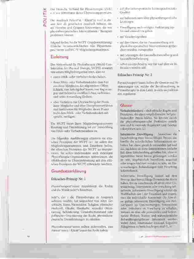 Vorschauseite 2: Die Ethischen Prinzipien der WCPT Deutsche Fassung