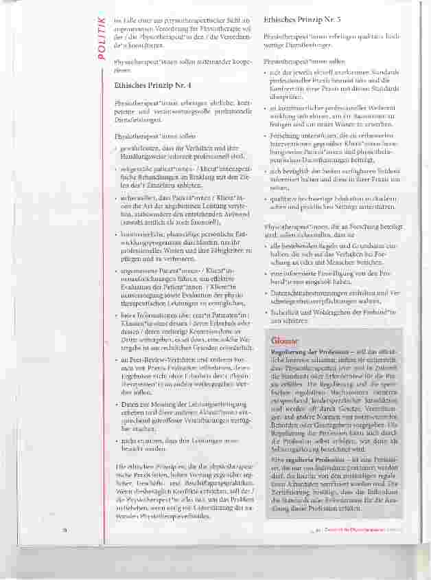 Vorschauseite 4: Die Ethischen Prinzipien der WCPT Deutsche Fassung