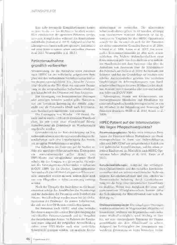 Vorschauseite 3: HIPEC: Hohe Anforderungen an postoperative Intensivpflege