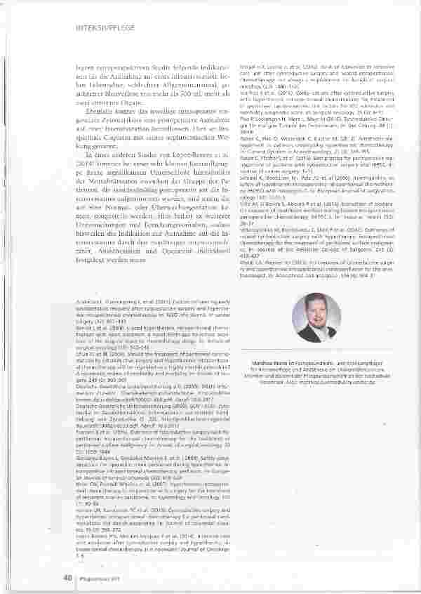 Vorschauseite 5: HIPEC: Hohe Anforderungen an postoperative Intensivpflege