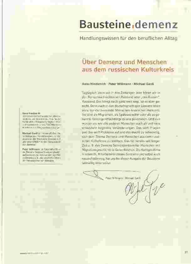Vorschauseite 1: Über Demenz und Menschen aus dem russischen Kulturkreis