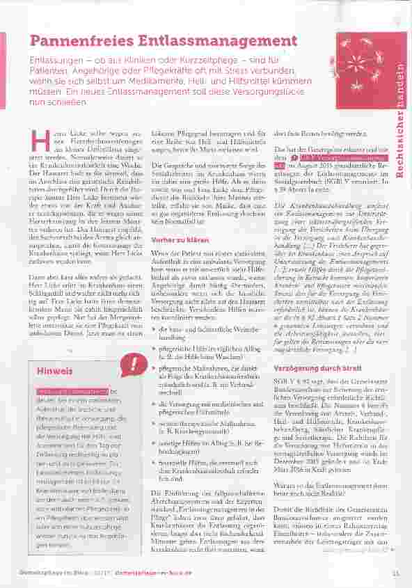 Vorschauseite 1: Pannenfreies Entlassmanagement