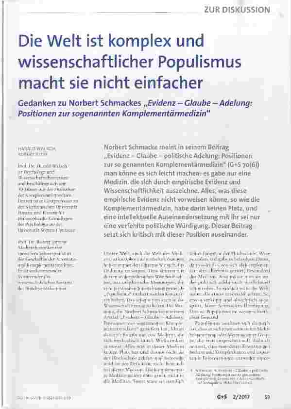 Vorschauseite 1: Die Welt ist komplex und wissenschaftlicher Populismus macht sie nicht einfacher
