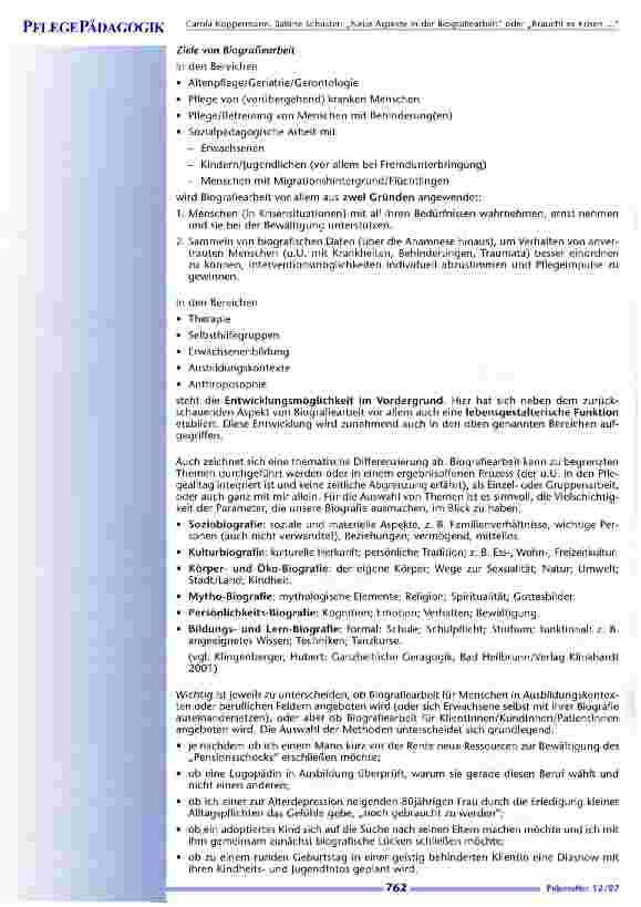 Vorschauseite 5: Neue Aspekte in der Biografiearbeit oder braucht es Krisenzur Entwicklung