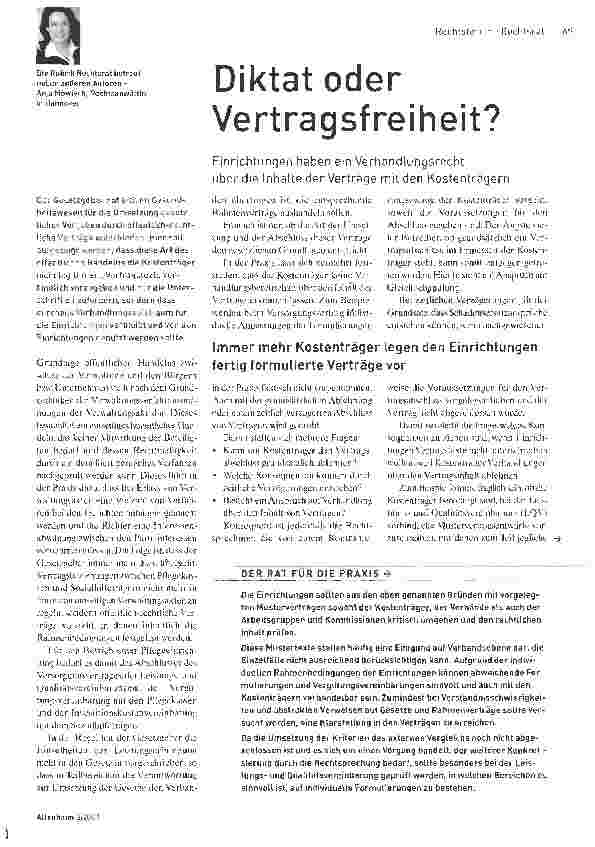Vorschauseite 1: Diktat oder Vertragsfreiheit?