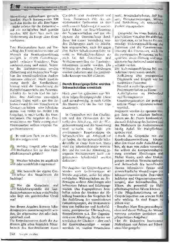 Vorschauseite 3: Risk-Management im Medizinischen Bereich Haftungsschäden und -ansprüche können reduziert werden